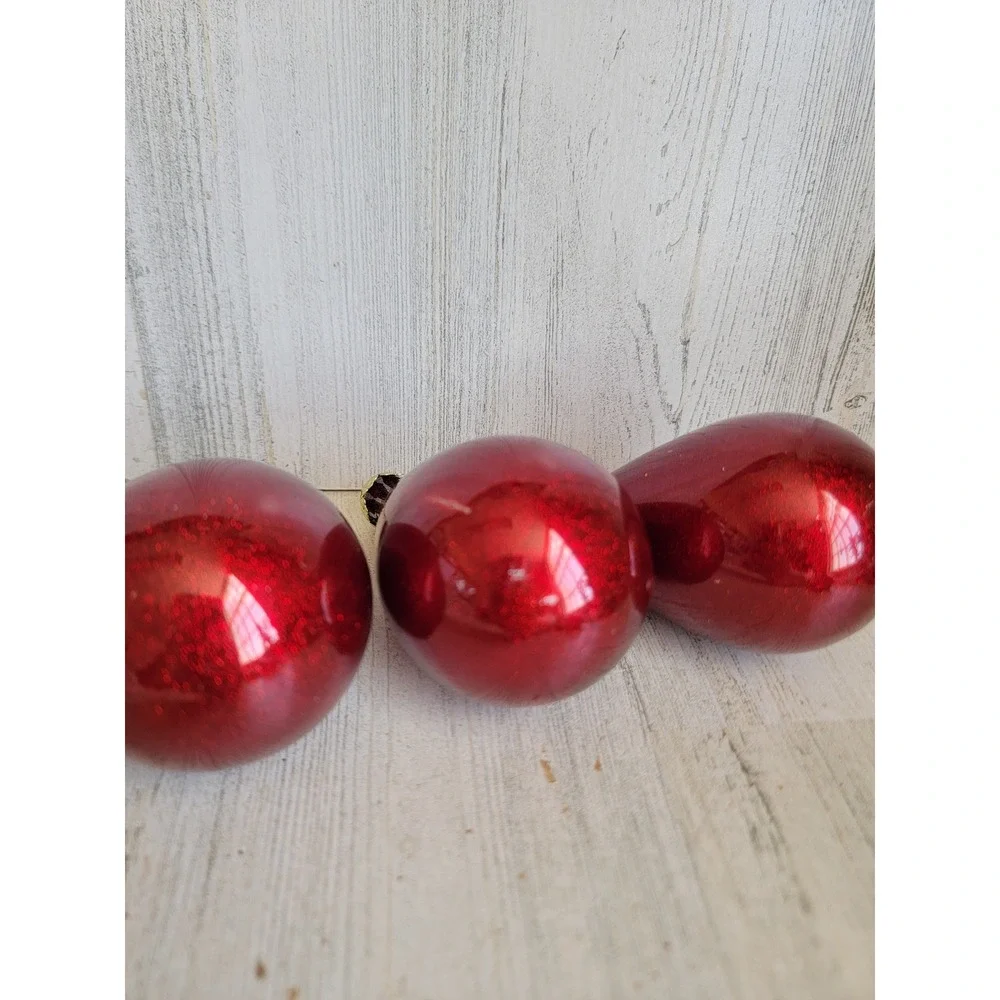 Vintage dark red glitter teardrop glass ornament Xmas set unique home decor